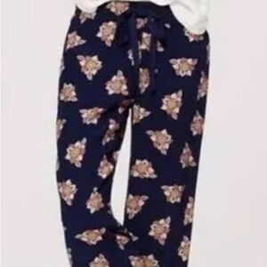 Loft navy floral drawstring pants small petite.